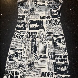 Garage Monochrome Newspaper Print Dress